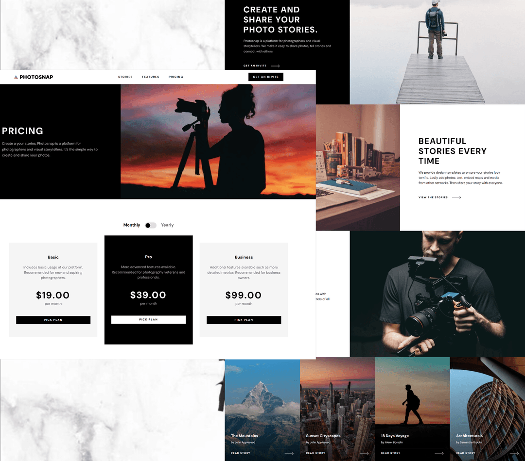 Photosnap Multipage Website